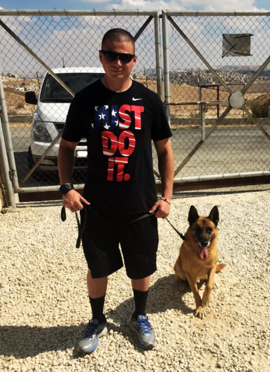Amigo, a retired contract bomb detection dog comes home to U.S.